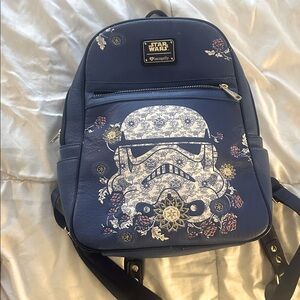 Star Wars Loungefly Blue Floral Stormtrooper Backpack- read description